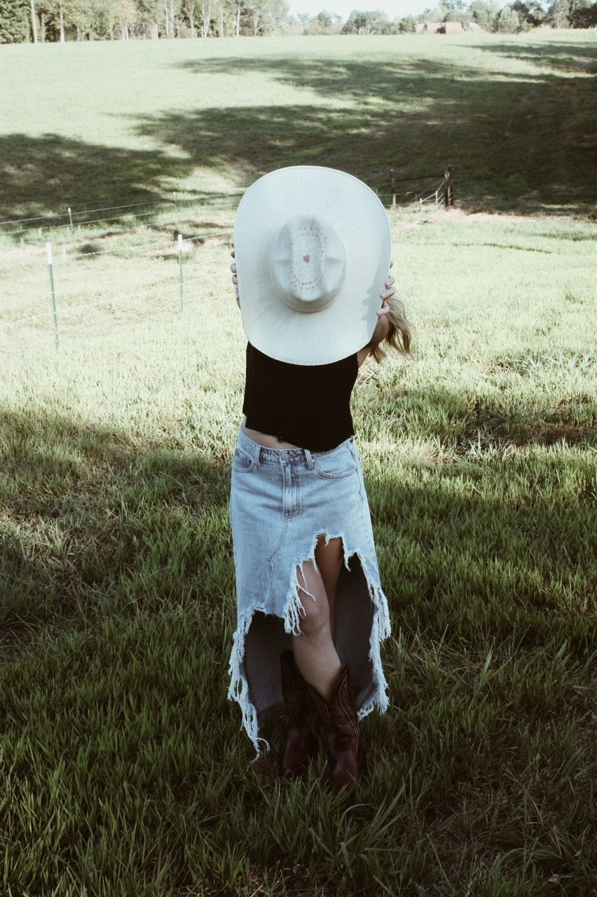 Side Slit Denim Skirt