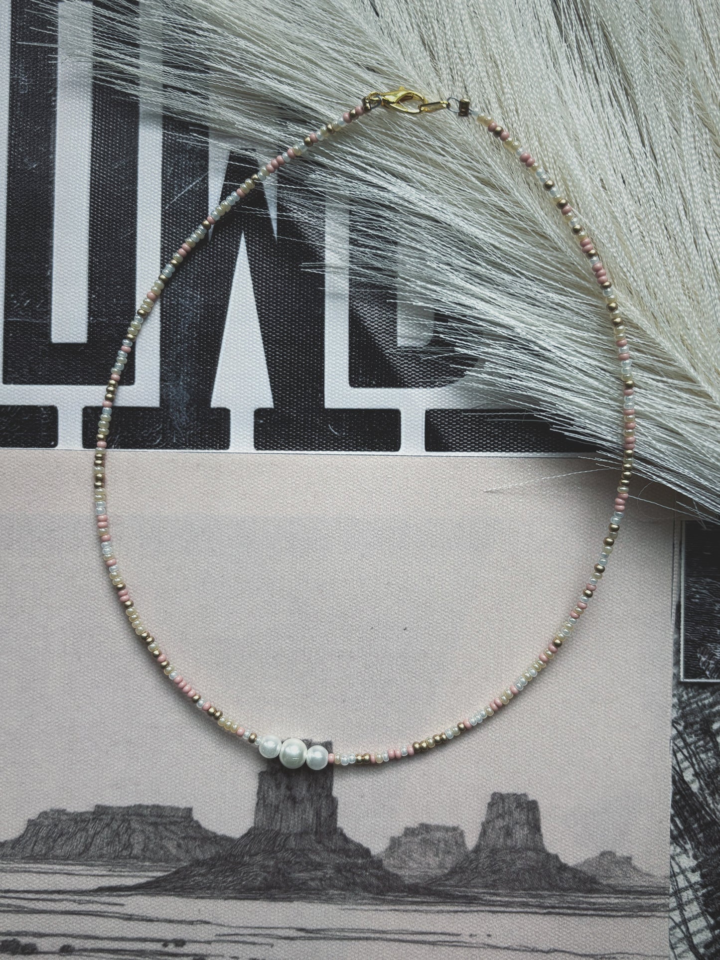 Dainty pink sunset pearl necklace