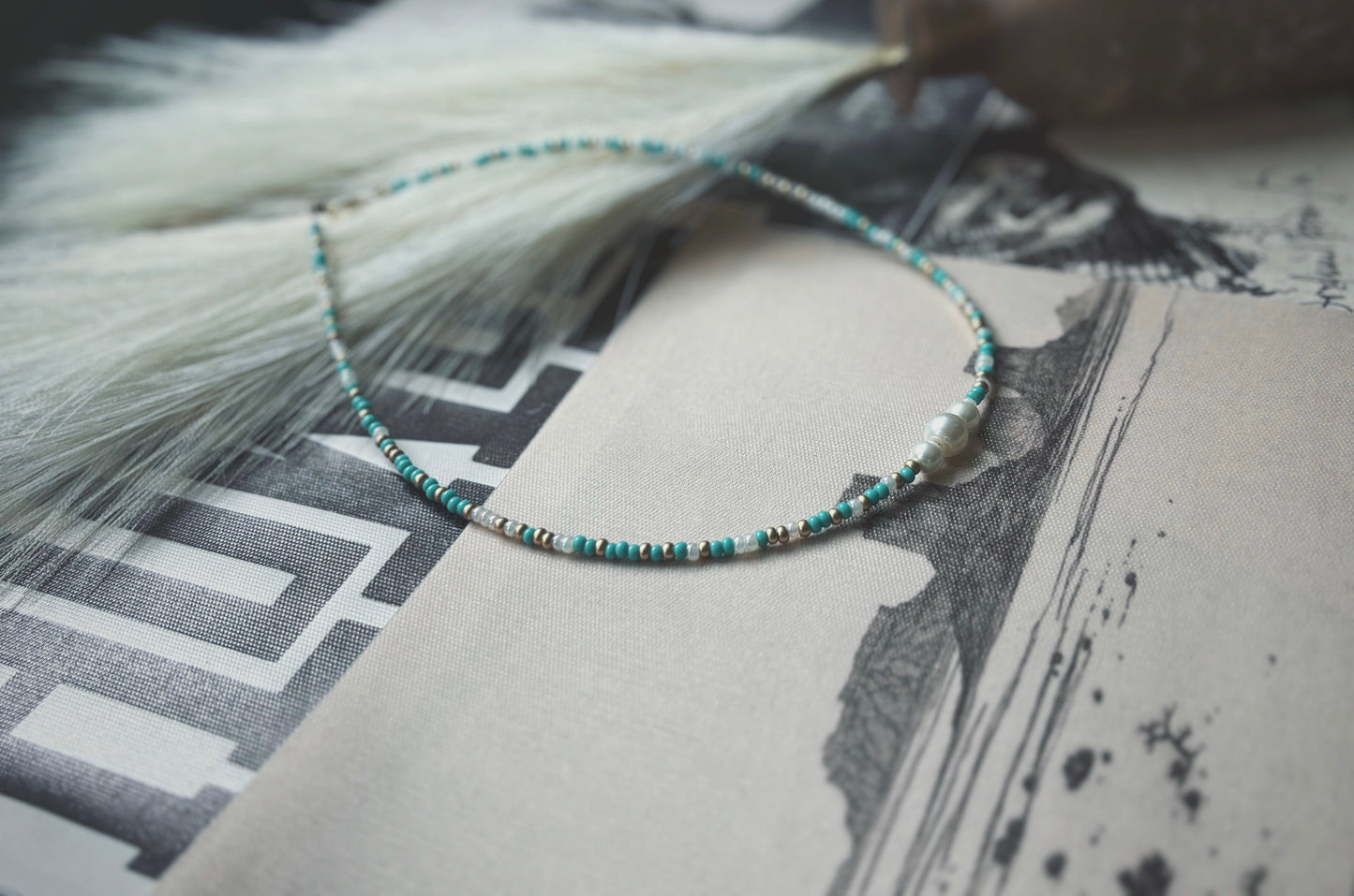 Golden pearl necklace