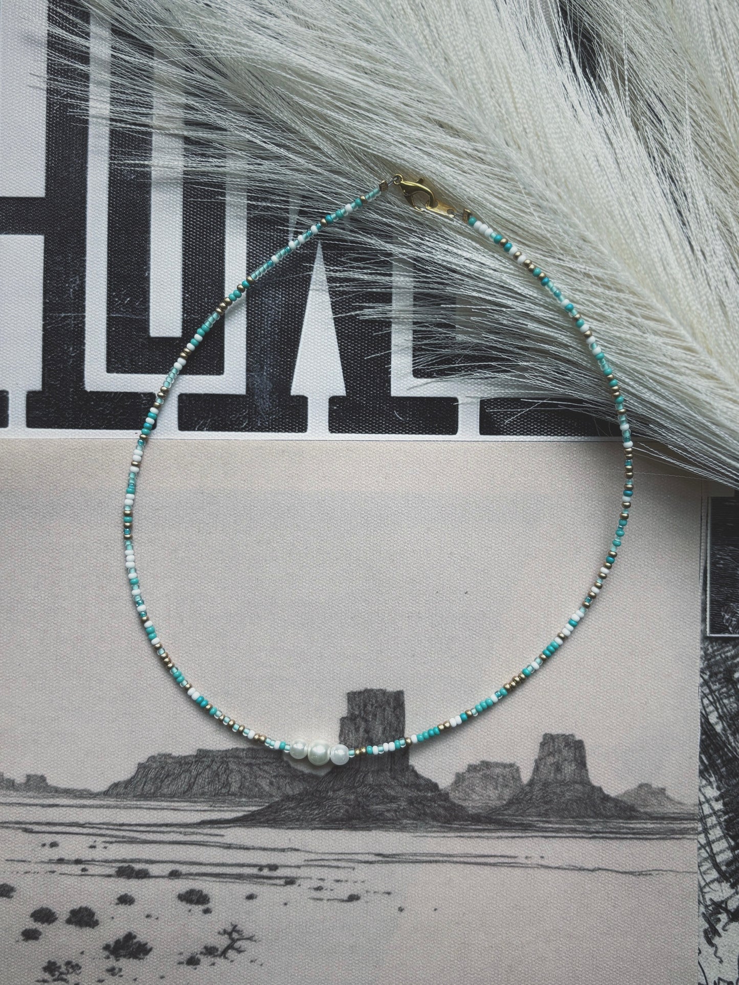 Coastal cowgirl ocean waves pearl necklace