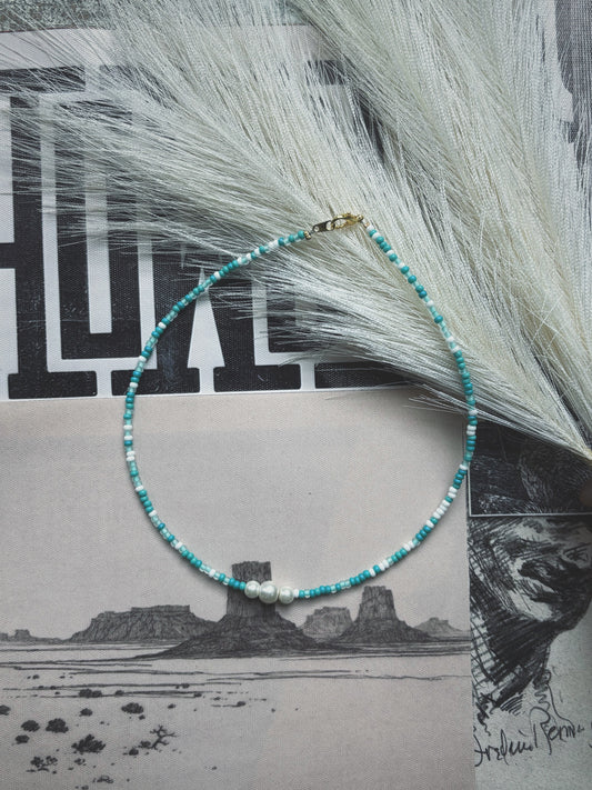 Coastal cowgirl ocean waves pearl necklace