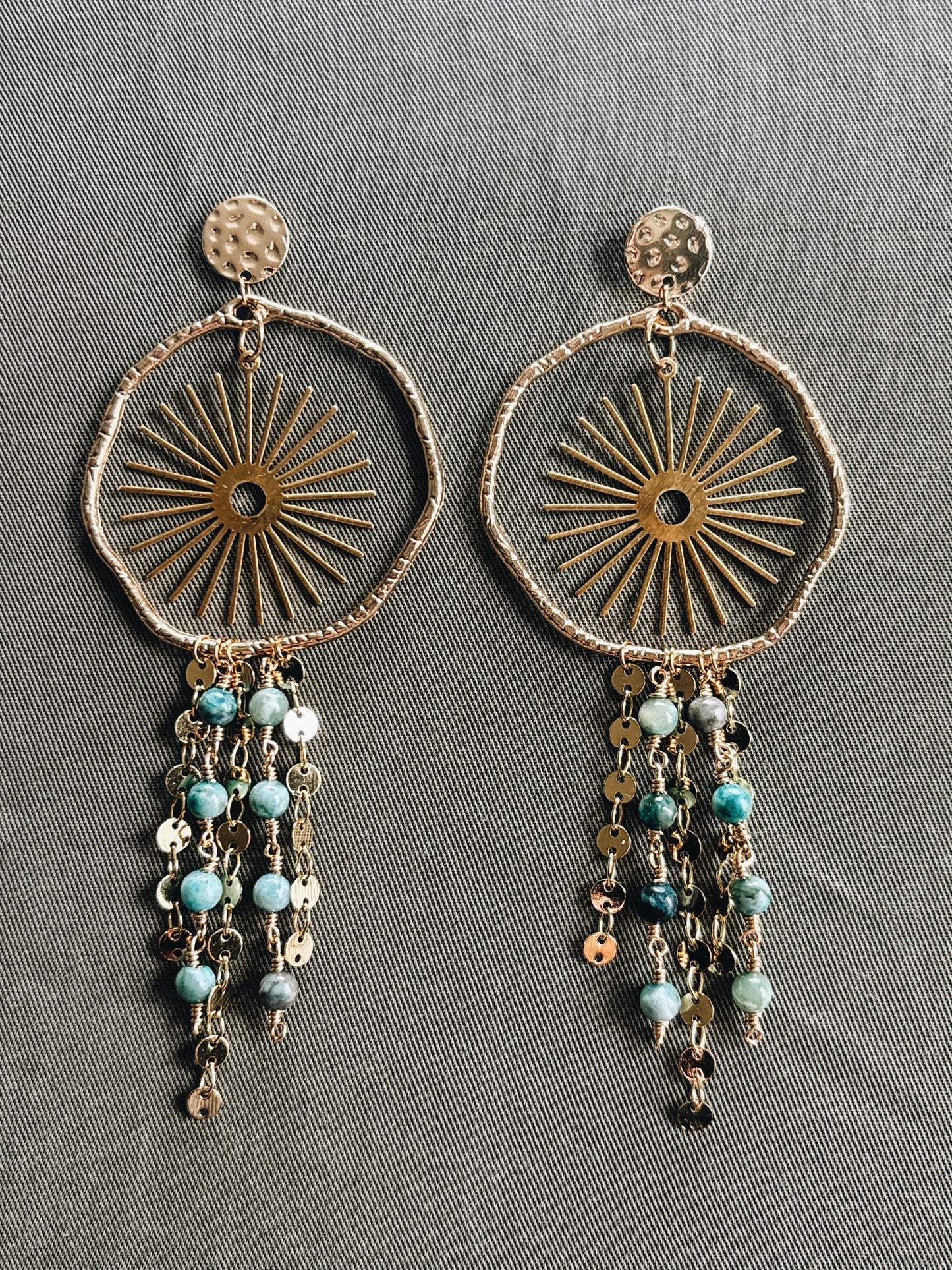 Gold plated boho dangle handmade earrings